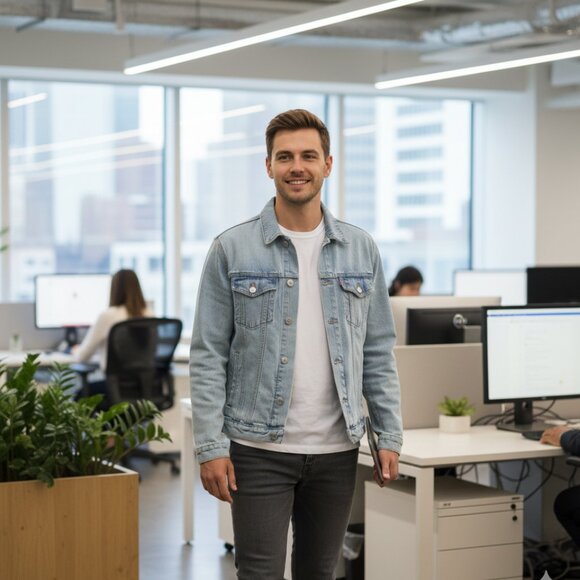 Forever21 Jean Denim Jacket Men Medium - Picture 5 of 7